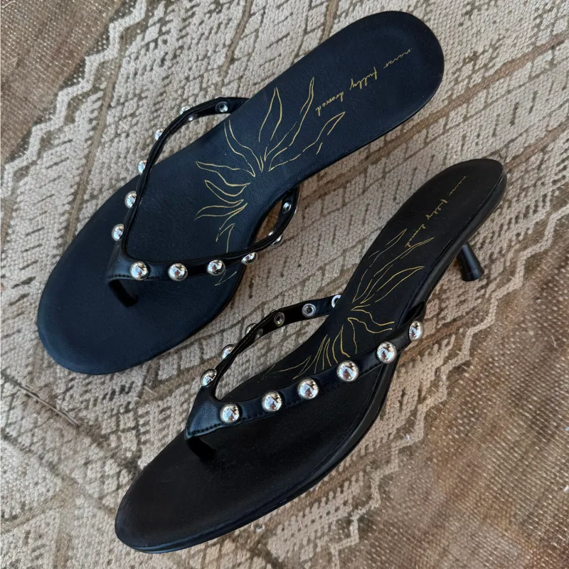 Black Stud Sandal Mule made by Never Fully Dressed