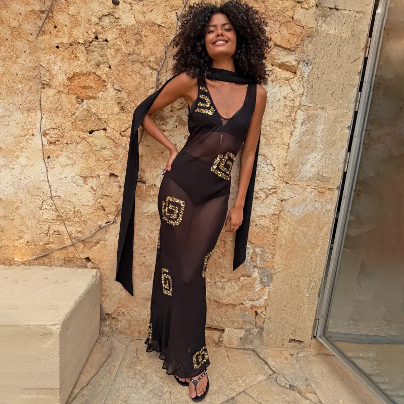 Black & Gold Simona Dress Petite made by Never Fully Dressed