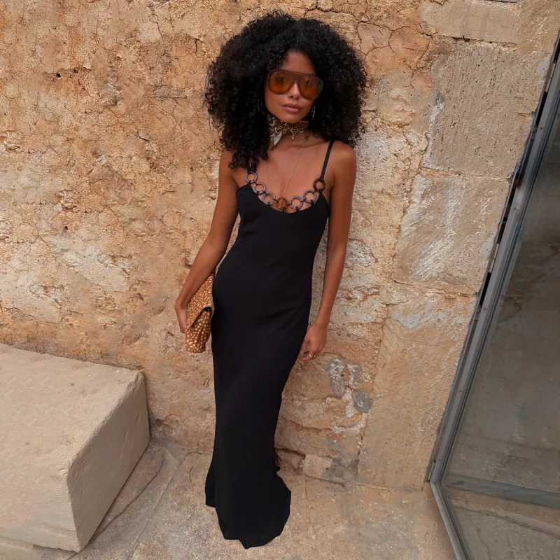 Black Sapna Dress with Ring Detail made by Never Fully Dressed
