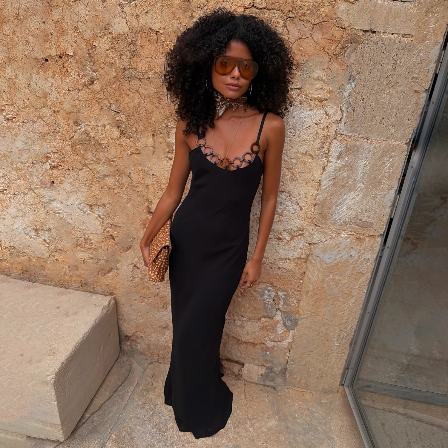 Black Sapna Dress with Ring Detail sold by Never Fully Dressed