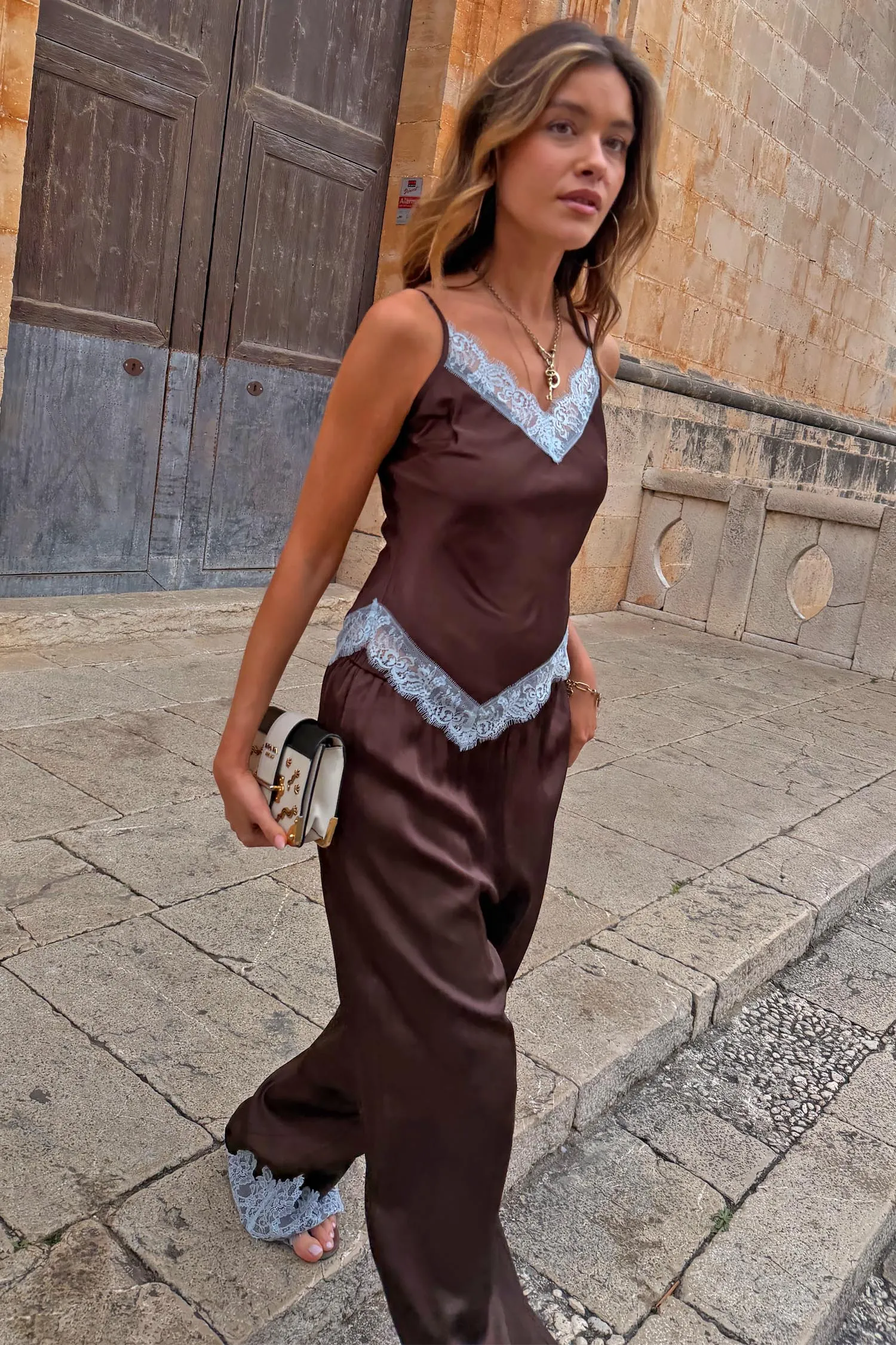Chocolate Aurelia Top With Blue Lace sold by Never Fully Dressed product image thumbnail 3