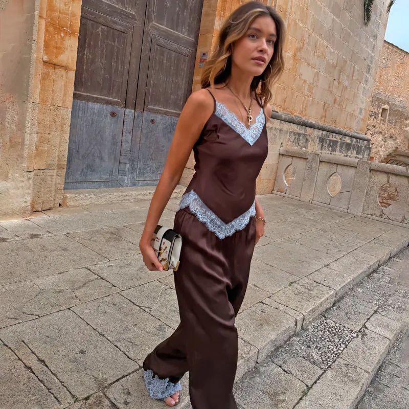 Chocolate Aurelia Top With Blue Lace made by Never Fully Dressed