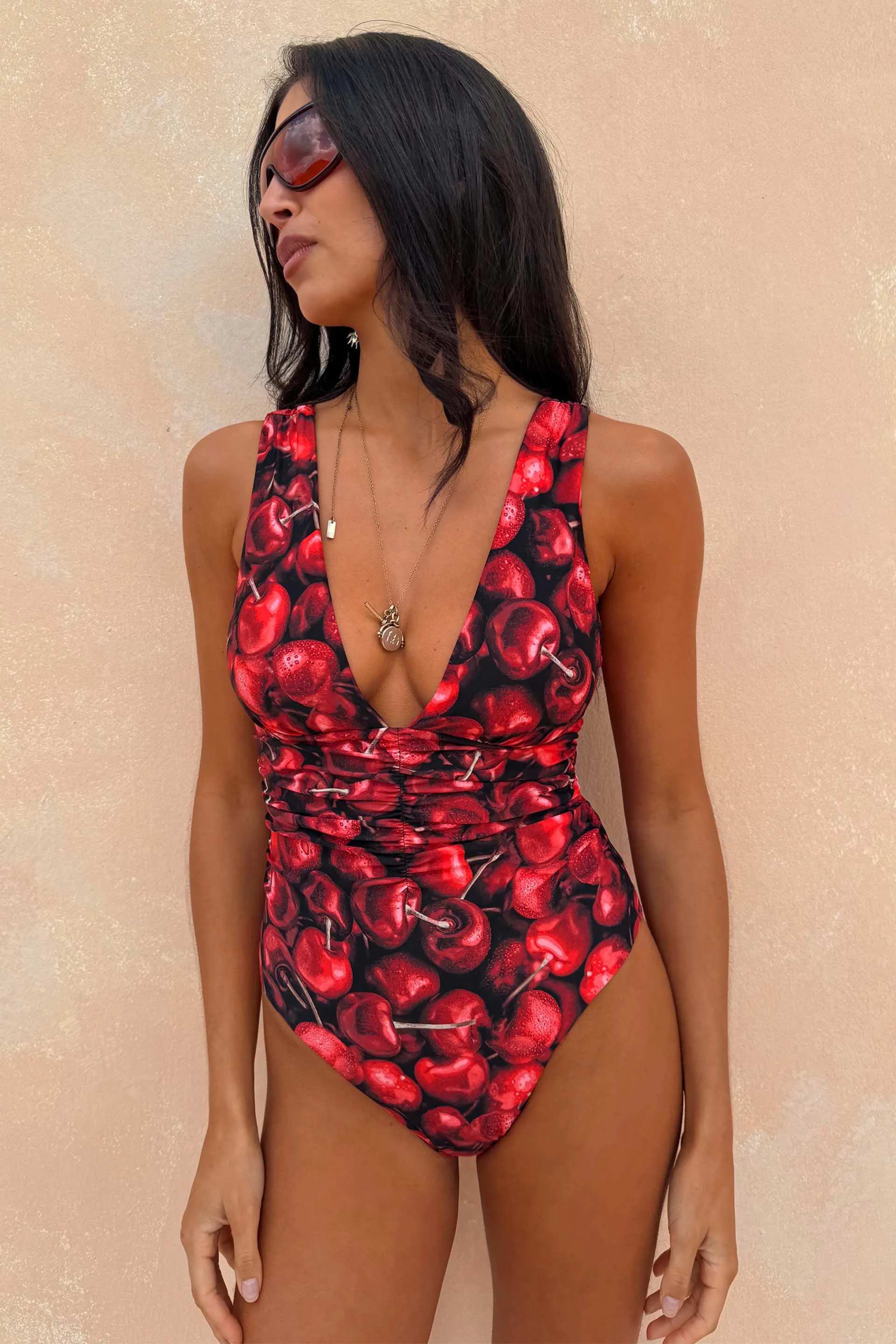 Black Cherry Plunge Suit sold by Never Fully Dressed product image thumbnail 2
