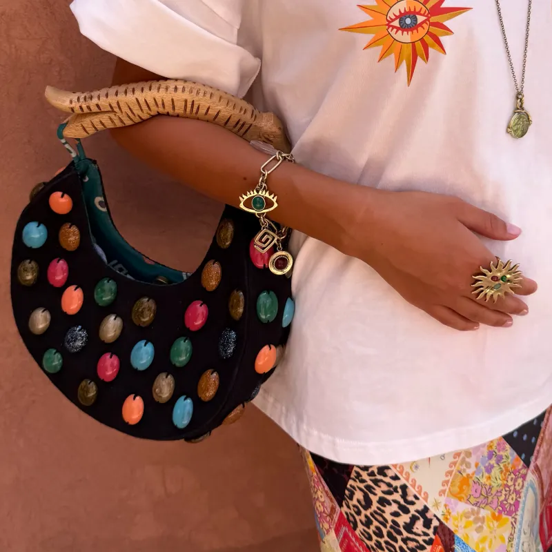 Black Stone Beaded Bag made by Never Fully Dressed