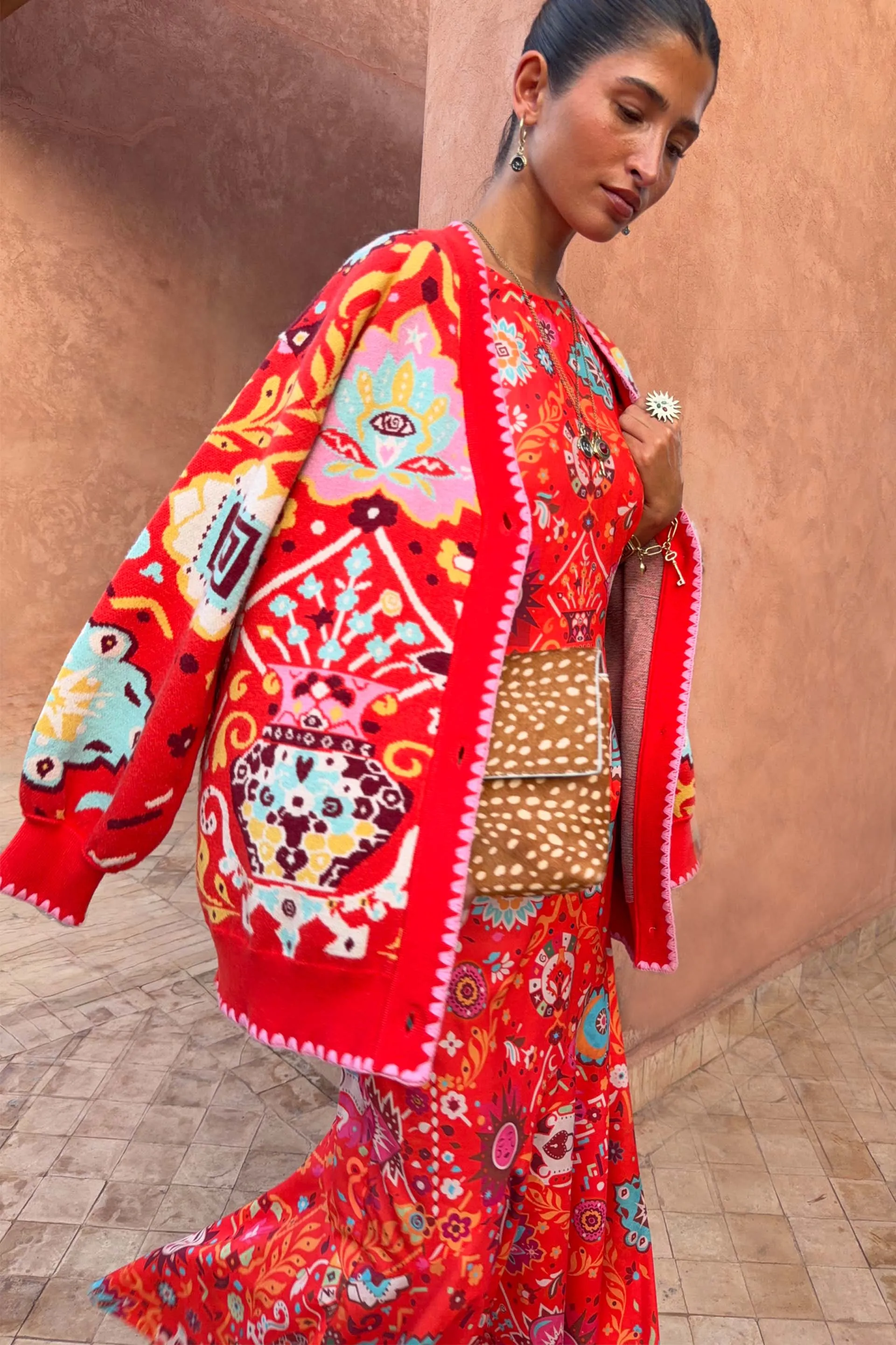 Tomato Tapestry Martha Cardigan sold by Never Fully Dressed product image thumbnail 5