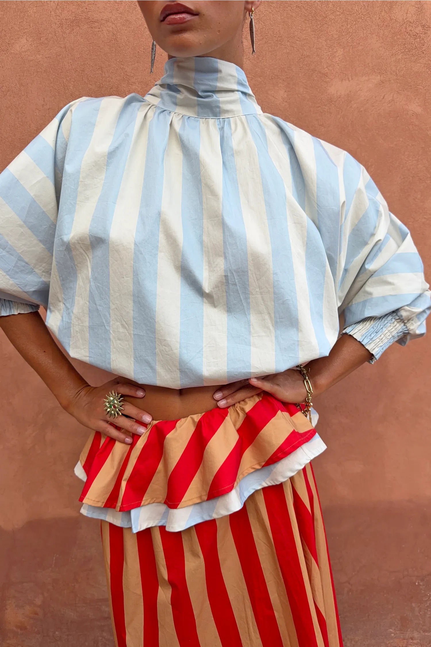 Blue Stripe Batwing Blouse sold by Never Fully Dressed product image thumbnail 4
