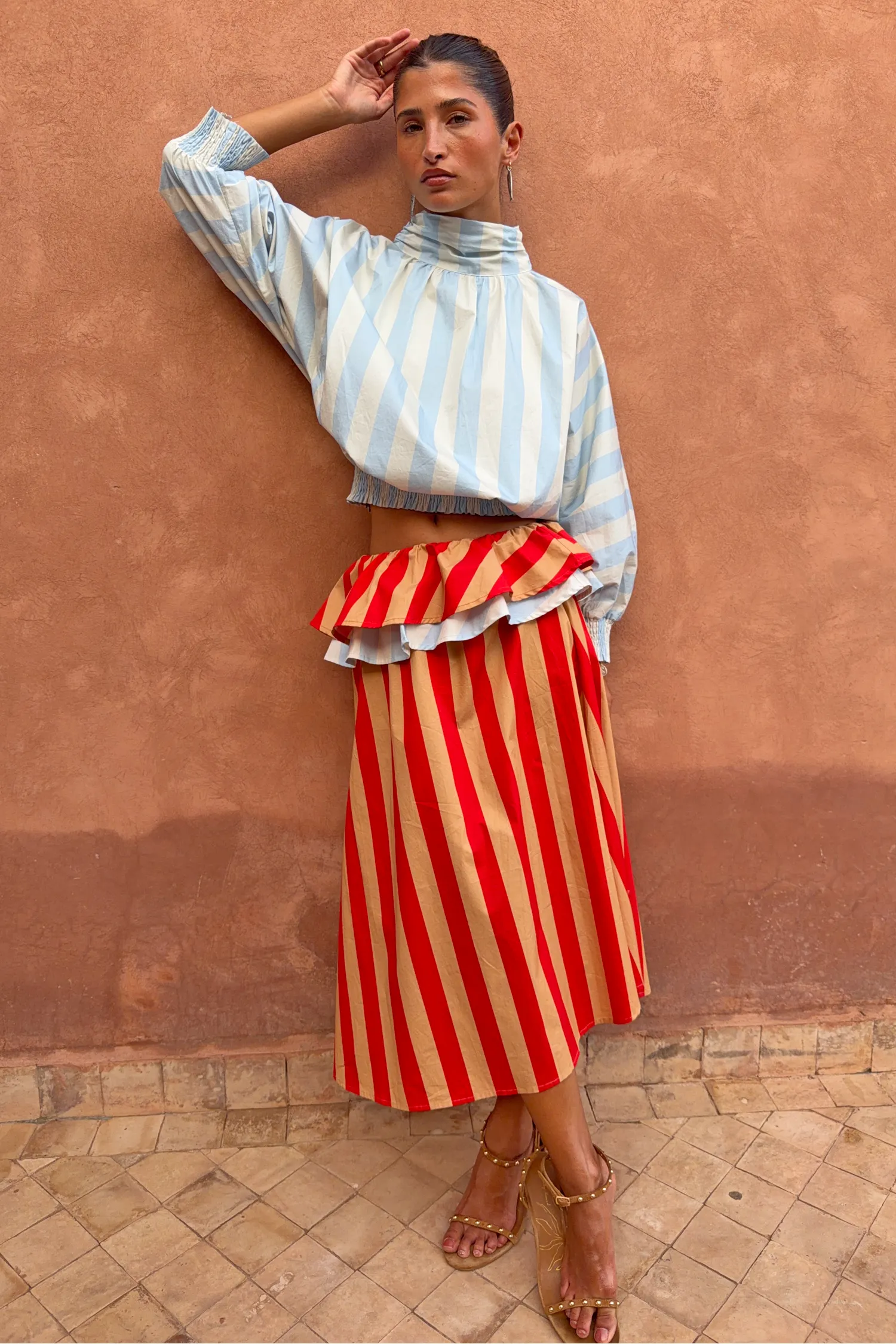 Blue Stripe Batwing Blouse sold by Never Fully Dressed product image thumbnail 5