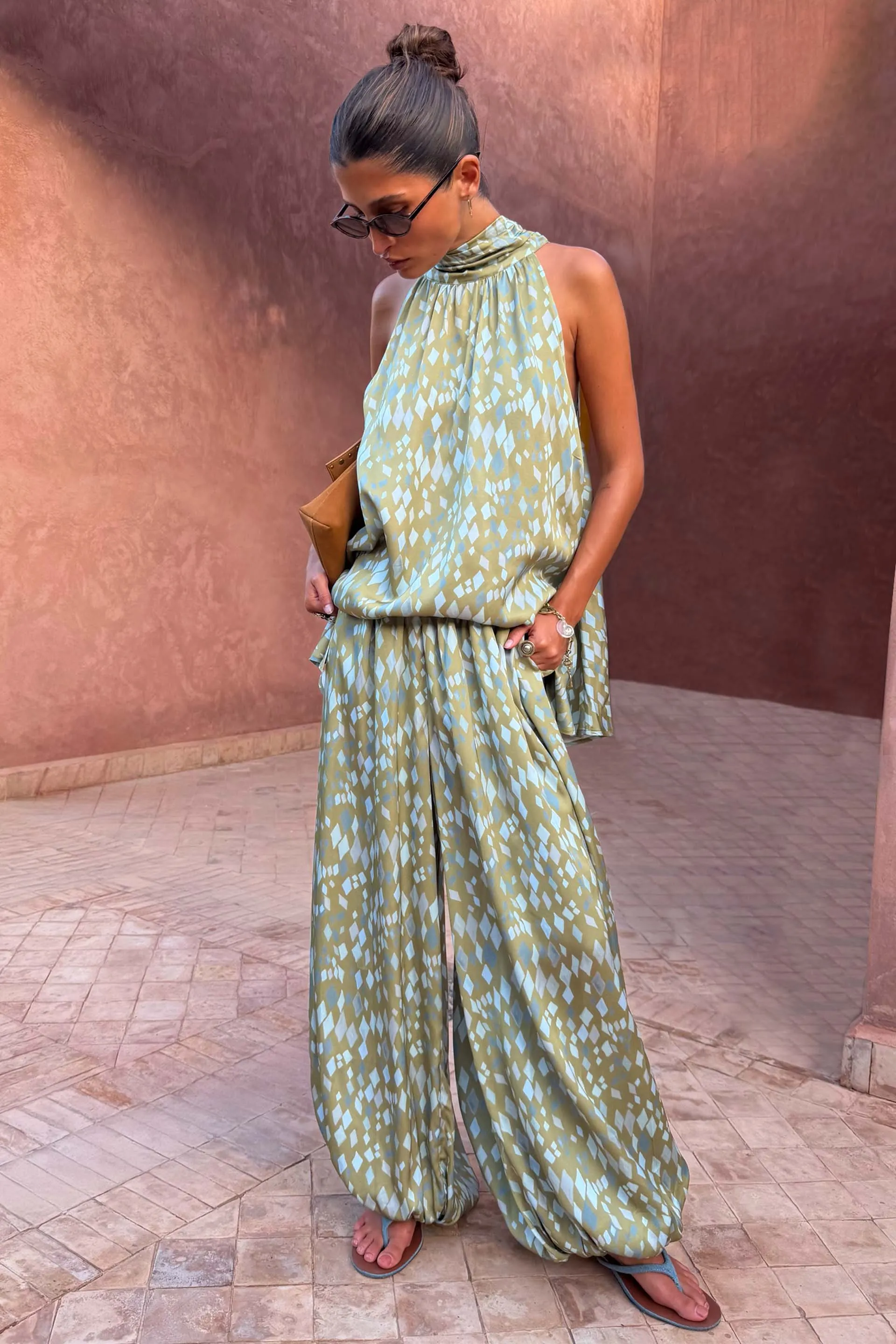 Green Diamond Print Balloon Trouser sold by Never Fully Dressed product image thumbnail 2