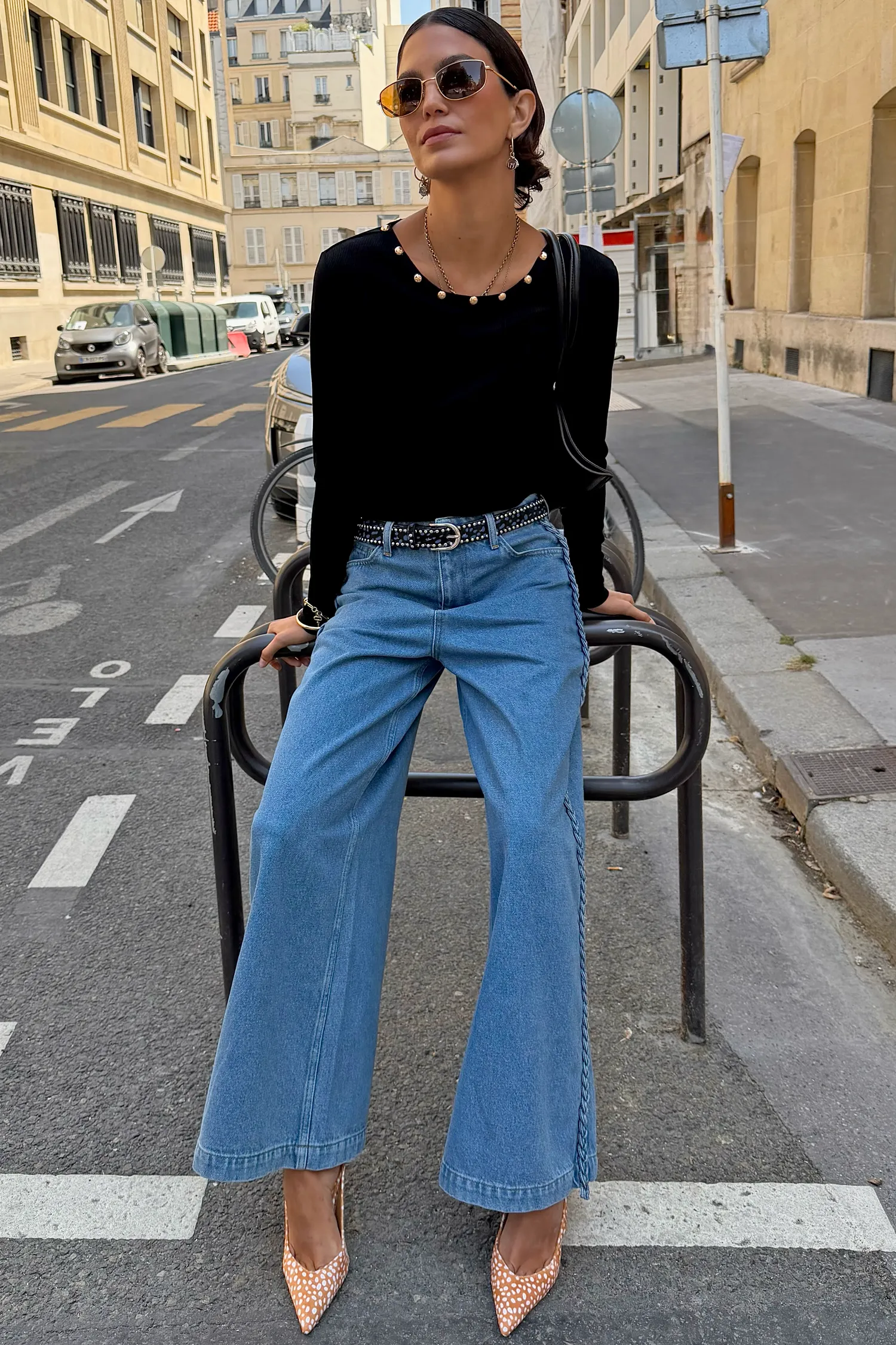 Black Stud Long Sleeve Rib Top sold by Never Fully Dressed product image thumbnail 3