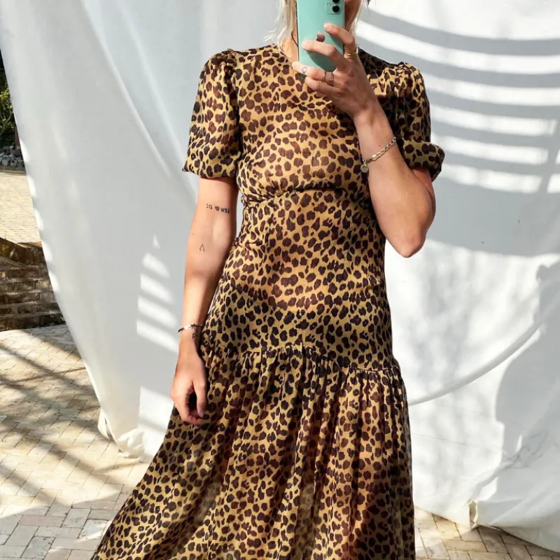 Leopard Lucia Sheer Dress made by Never Fully Dressed