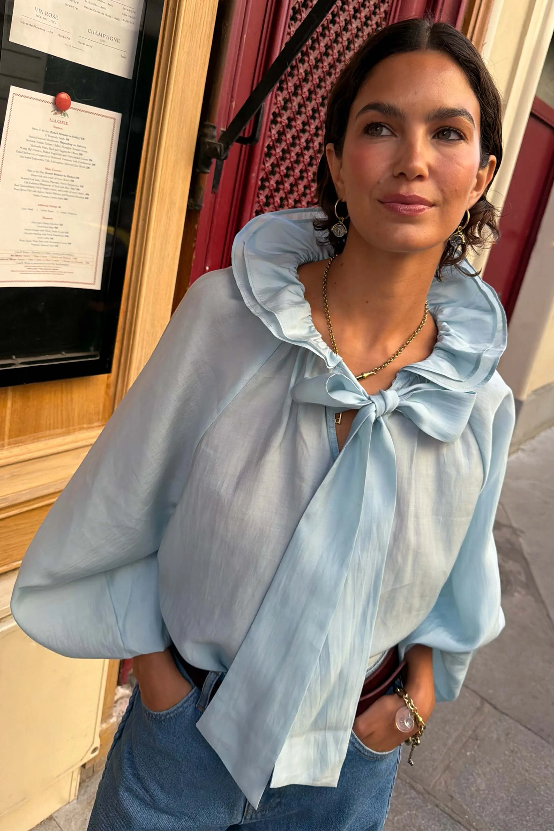 Ice Blue Ruffle Shirt sold by Never Fully Dressed product image thumbnail 5