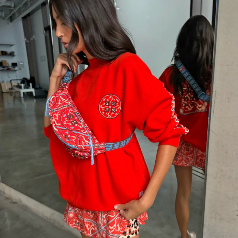Red Paisley Bum Bag made by Never Fully Dressed