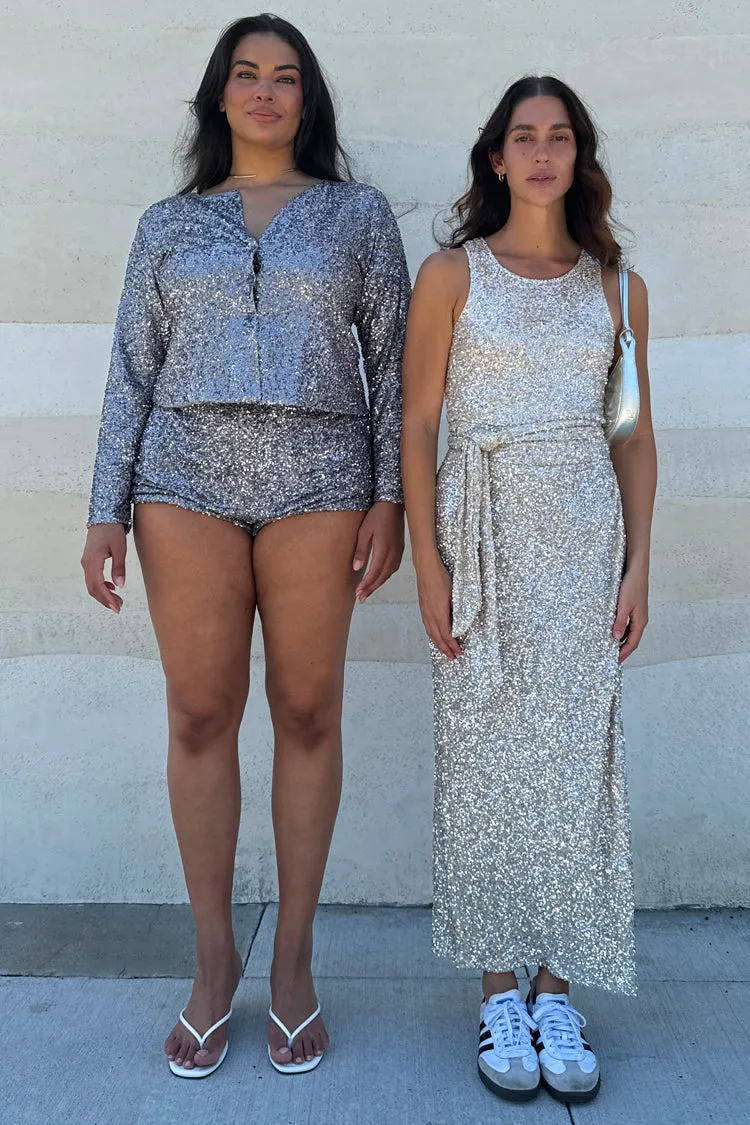 Gunmetal Alexa Sequin Cardigan sold by Never Fully Dressed product image thumbnail 5