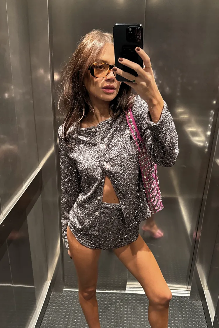 Gunmetal Alexa Sequin Cardigan sold by Never Fully Dressed product image thumbnail 4