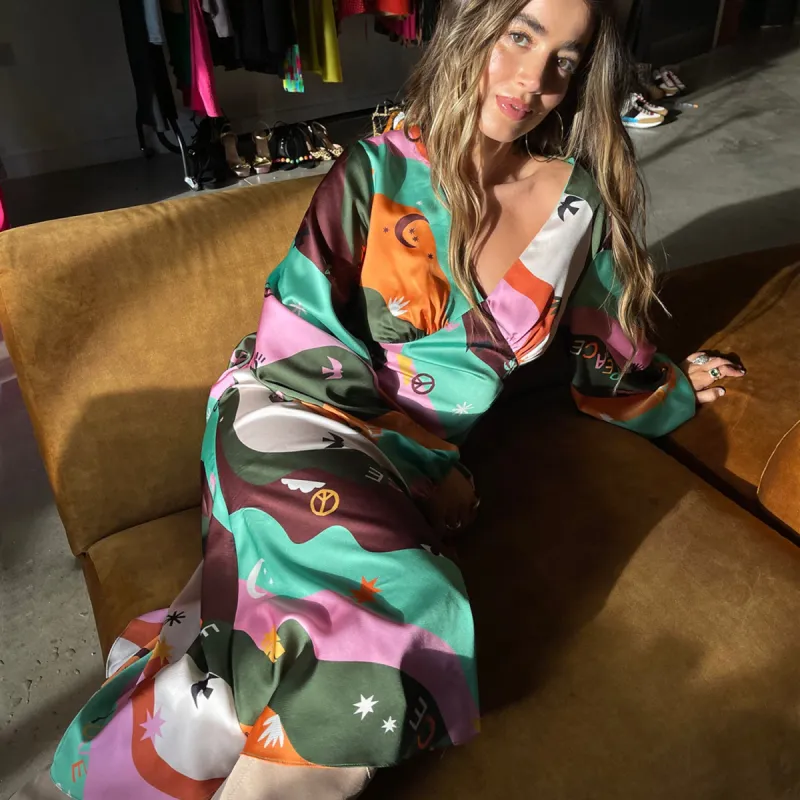 Multi Peace And Love Midi Dress sold by Never Fully Dressed