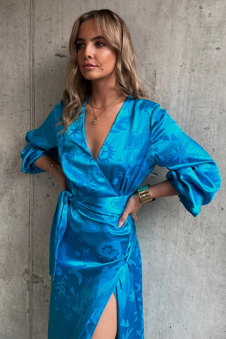 Turquoise Sundazed Summer Vienna Wrap Dress sold by Never Fully Dressed product image thumbnail 2