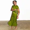 Green Jacquard Midi Erin Dress sold by Never Fully Dressed