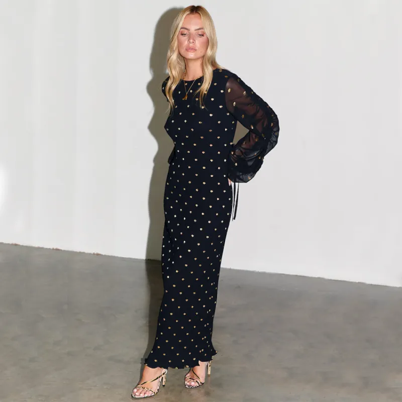 Black Celia Plisse Dress sold by Never Fully Dressed