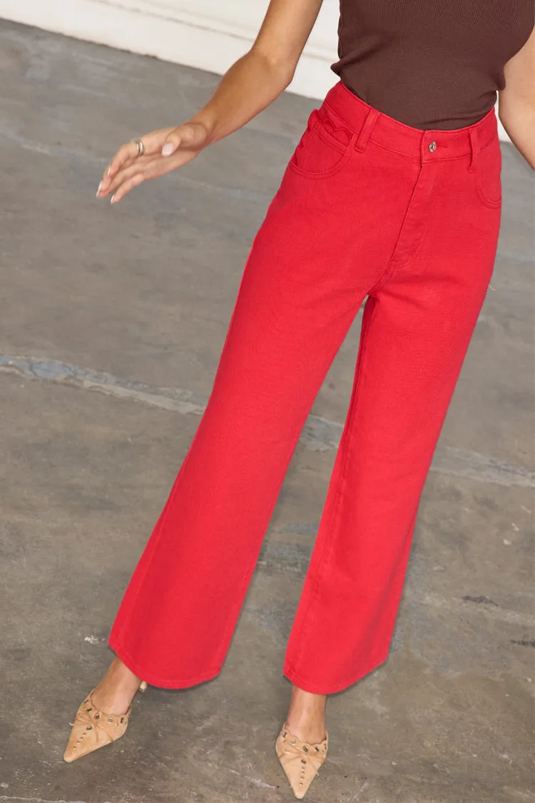 Red Denim Scallop Jeans Petite sold by Never Fully Dressed product image thumbnail 4