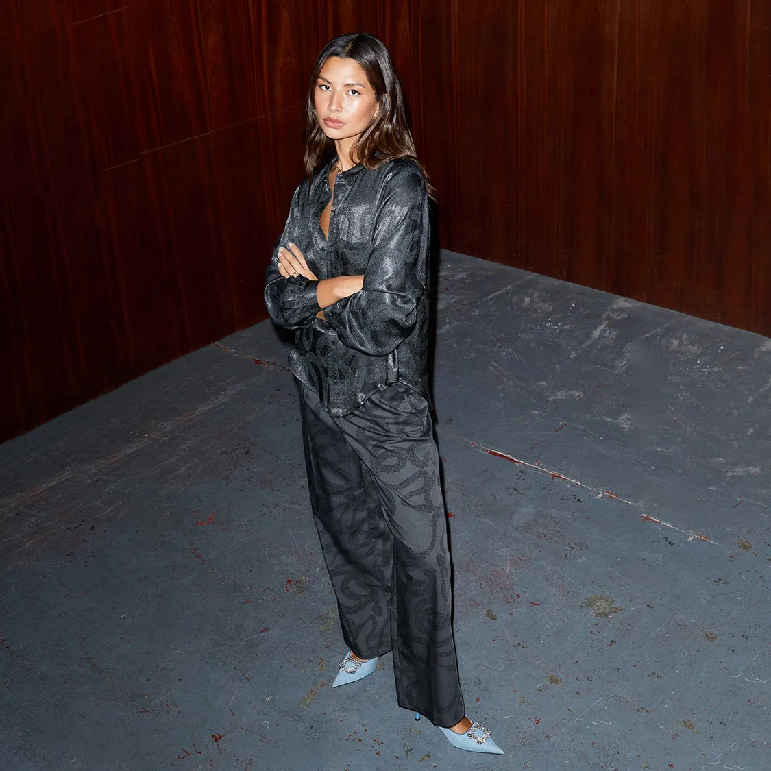 Charcoal Snake Jacquard Gabbie Shirt sold by Never Fully Dressed