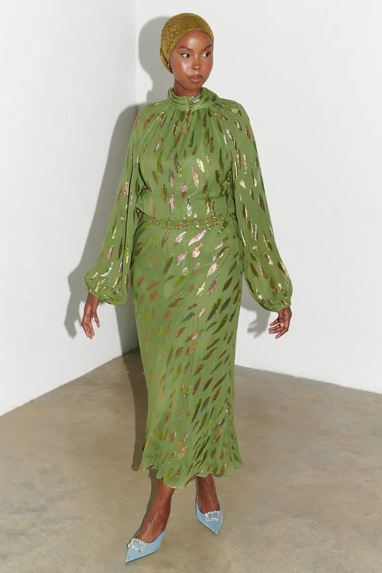 Khaki Jacquard Lyla Top sold by Never Fully Dressed product image thumbnail 4