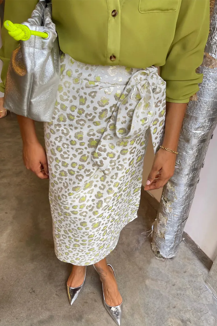Cream And Lime Animal Jacquard Jaspre Skirt sold by Never Fully Dressed product image thumbnail 3