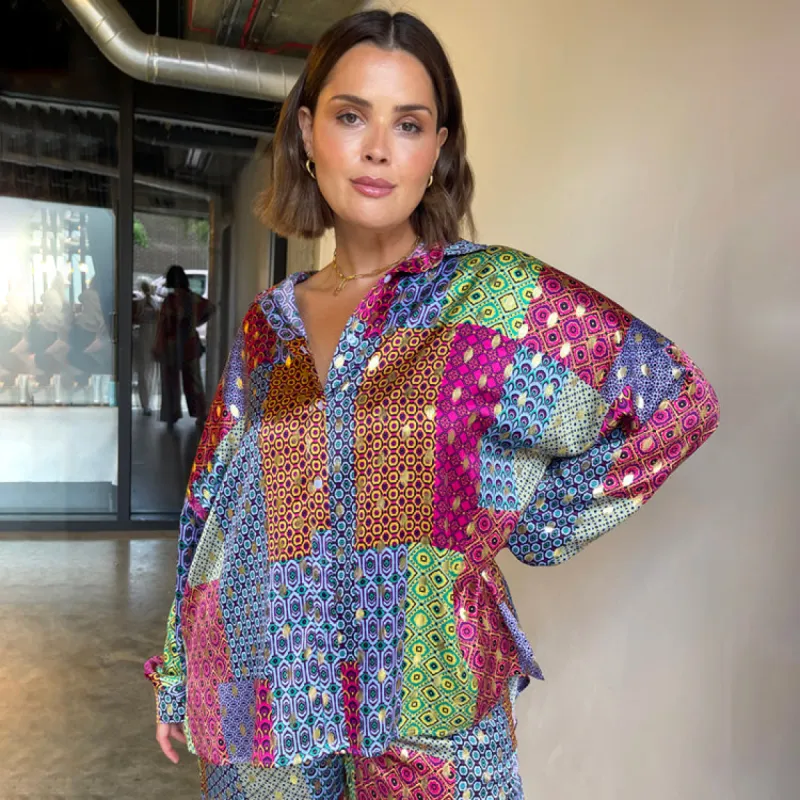 Patchwork Geo Gabbie Shirt sold by Never Fully Dressed