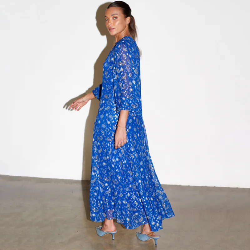 Blue Running Wild Paisley Bibi Dress made by Never Fully Dressed