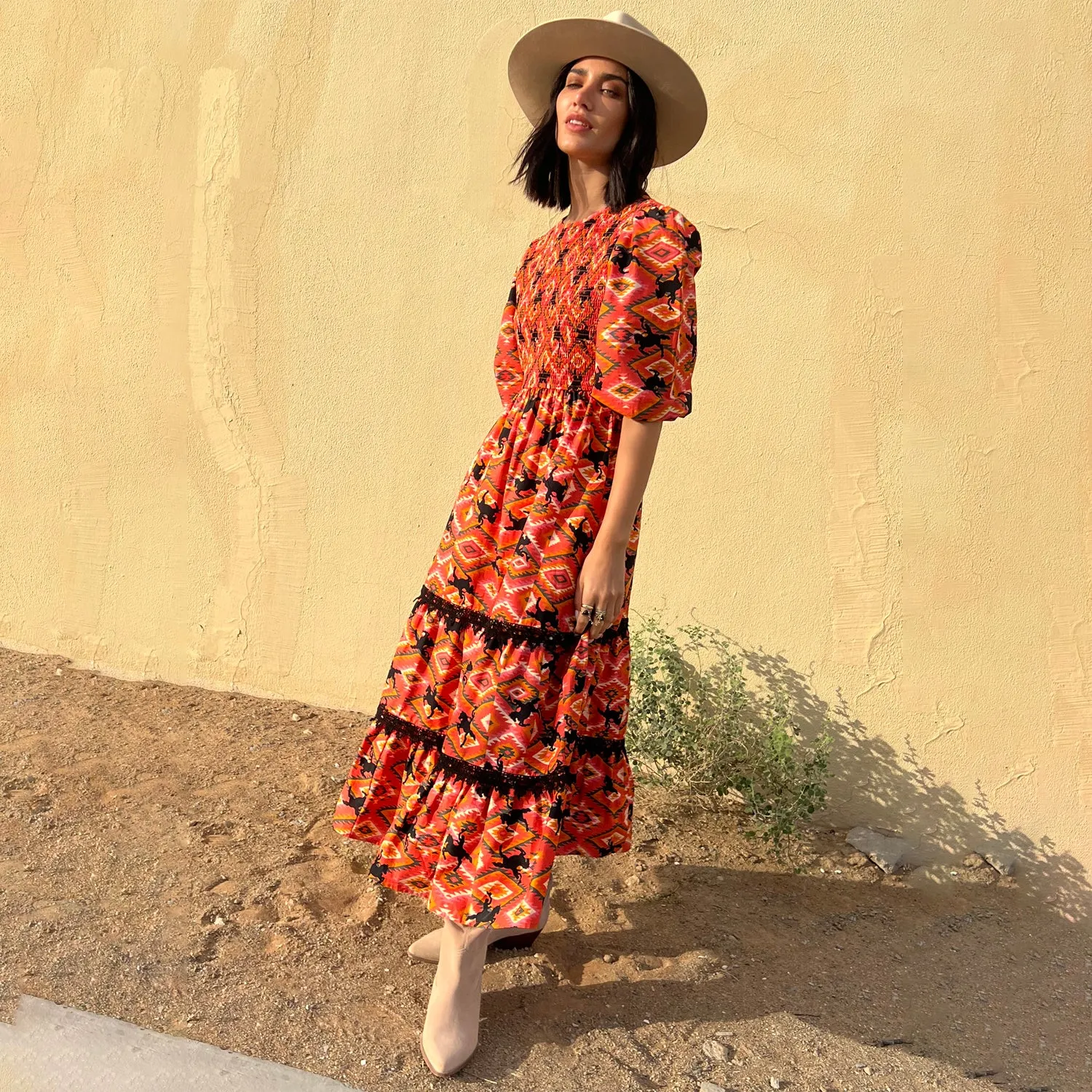 Red Rodeo Midi Dress sold by Never Fully Dressed