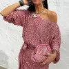 Pink Sequin Clutch Bag sold by Never Fully Dressed