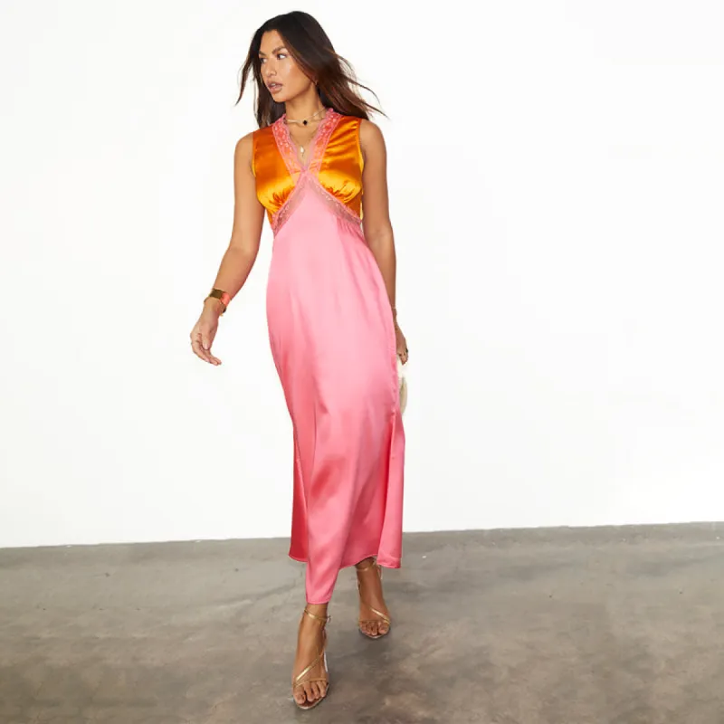 Orange and Pink Sleeveless May Dress made by Never Fully Dressed