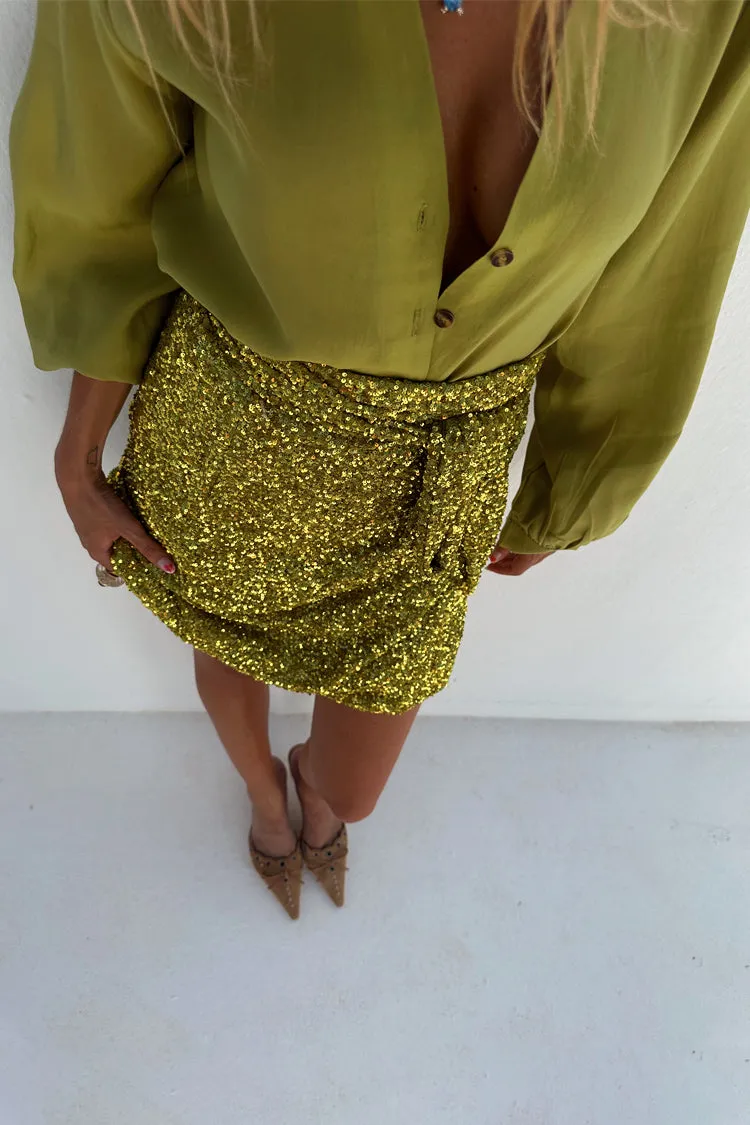 Lime Sequin Mini Jaspre Skirt sold by Never Fully Dressed product image thumbnail 5