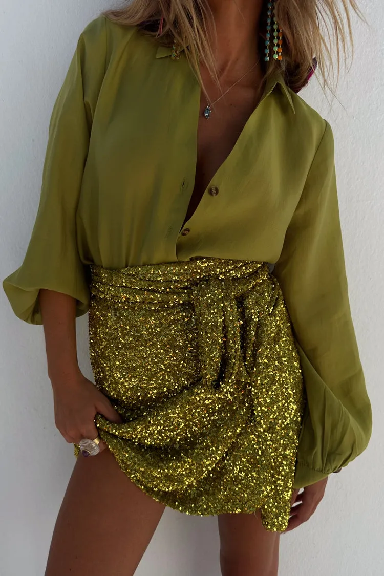 Lime Sequin Mini Jaspre Skirt sold by Never Fully Dressed product image thumbnail 2