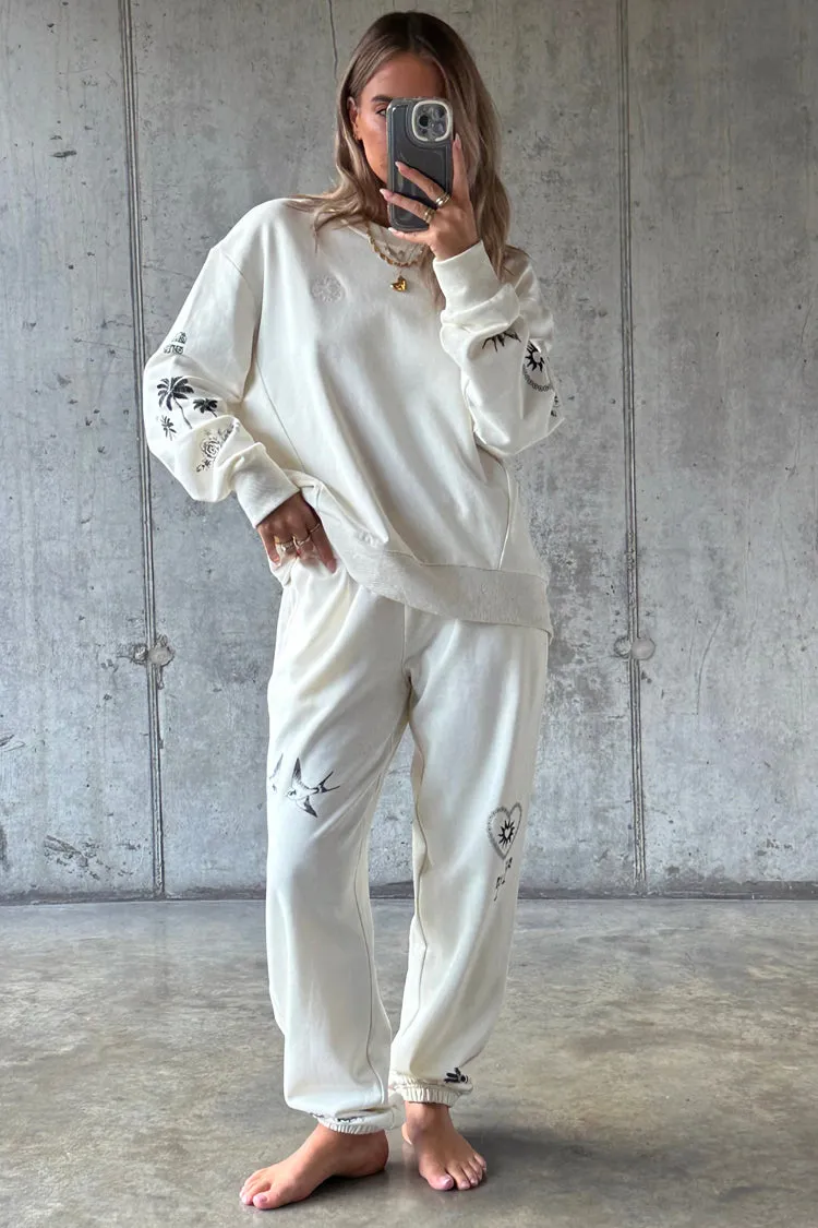 White Tattoo Joggers sold by Never Fully Dressed product image thumbnail 4