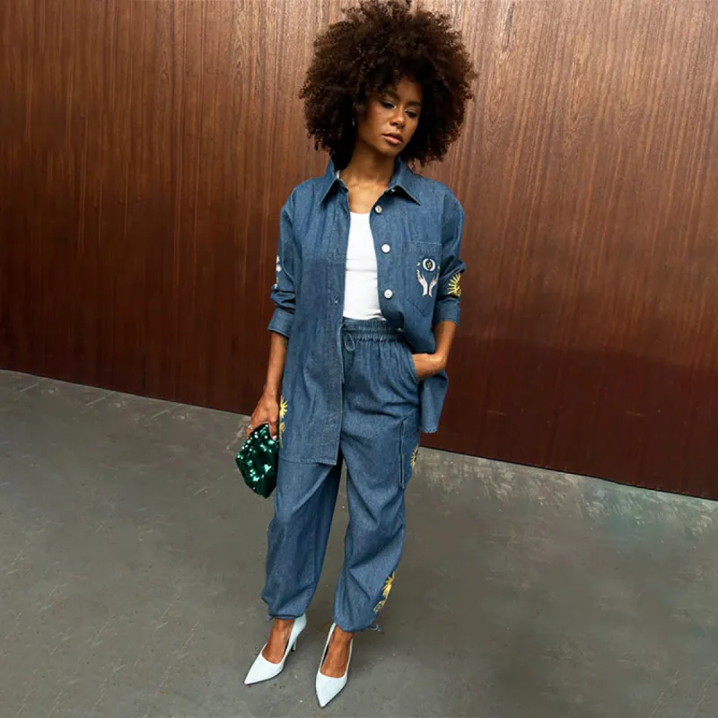 Denim Mystical Cargos Petite sold by Never Fully Dressed