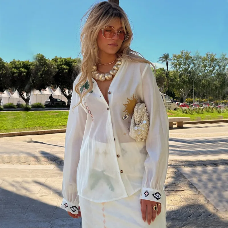 Cream Sunshine Palm Miley Shirt sold by Never Fully Dressed