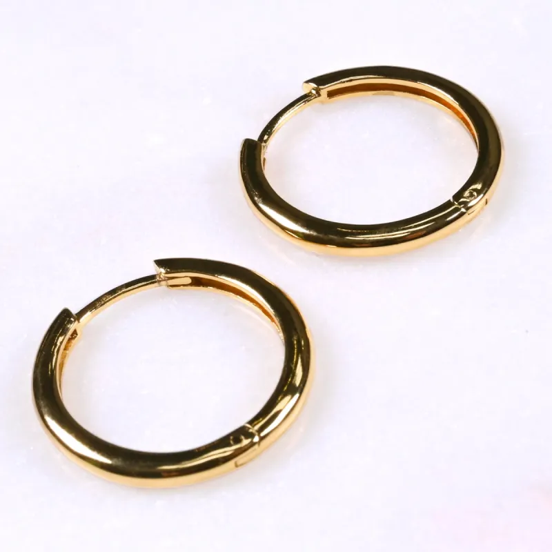 Gold Plated Huggie Hoop Earrings 15mm sold by Never Fully Dressed