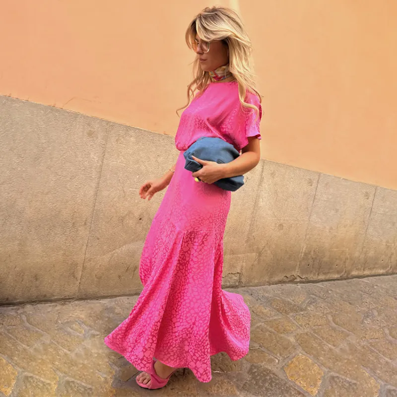 Pink Jacquard Erin Dress Petite sold by Never Fully Dressed