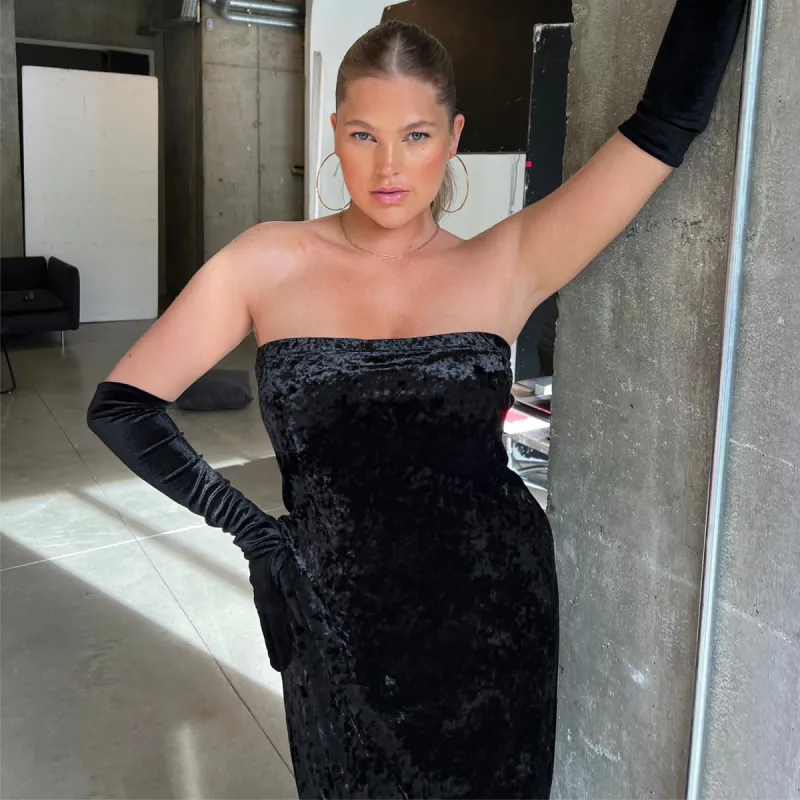 Black Velvet Maxi Dress sold by Never Fully Dressed