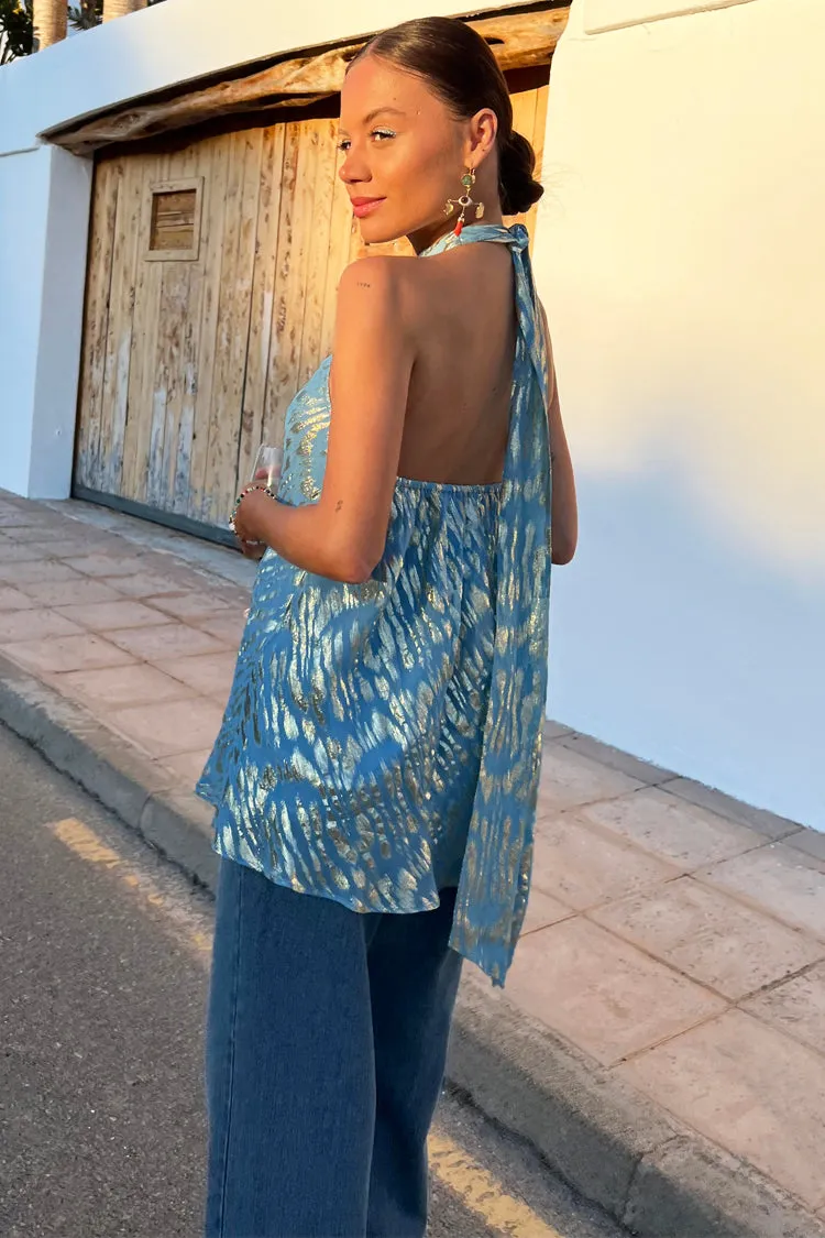 Blue Jacquard Alysa Top sold by Never Fully Dressed product image thumbnail 3