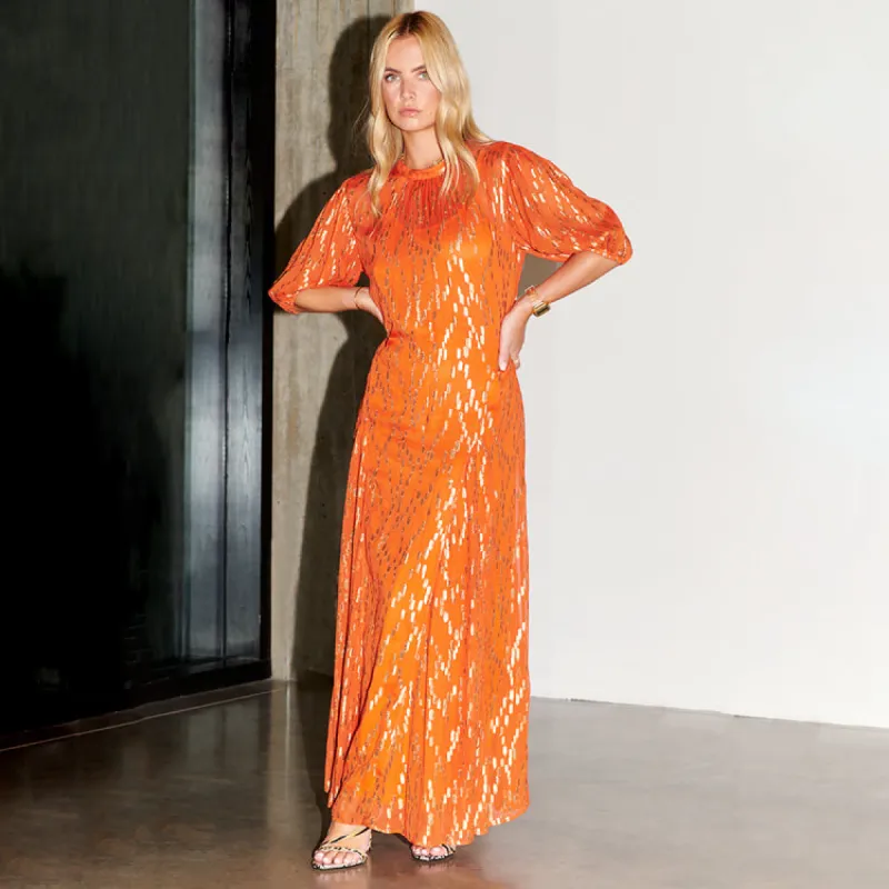 Orange Jacquard Bibi Dress sold by Never Fully Dressed