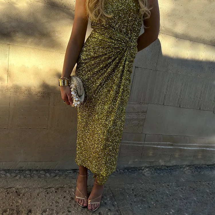 Lime Sequin Jaspre Skirt sold by Never Fully Dressed