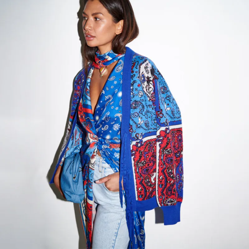 Blue Bandana Cardigan sold by Never Fully Dressed