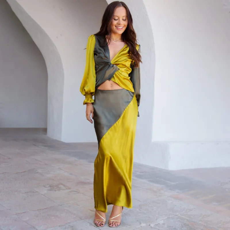 Lime and Khaki Emmy Skirt sold by Never Fully Dressed