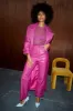 Magenta Vegan Leather Trench sold by Never Fully Dressed