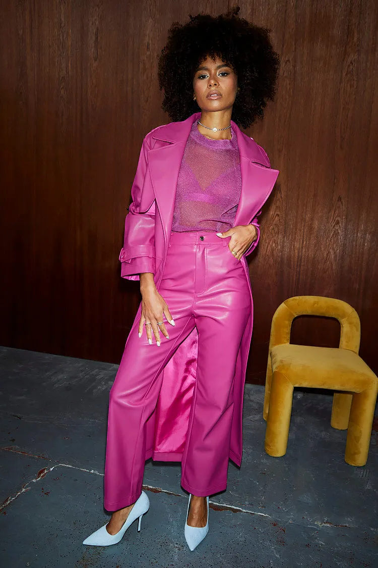 Magenta Vegan Leather Trench sold by Never Fully Dressed product image thumbnail 5