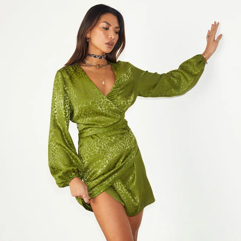 Green Jacquard Mini Vienna Dress sold by Never Fully Dressed