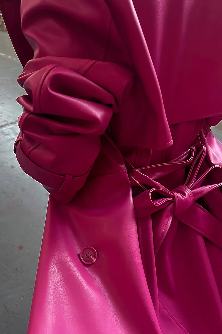 Magenta Vegan Leather Trench sold by Never Fully Dressed product image thumbnail 3