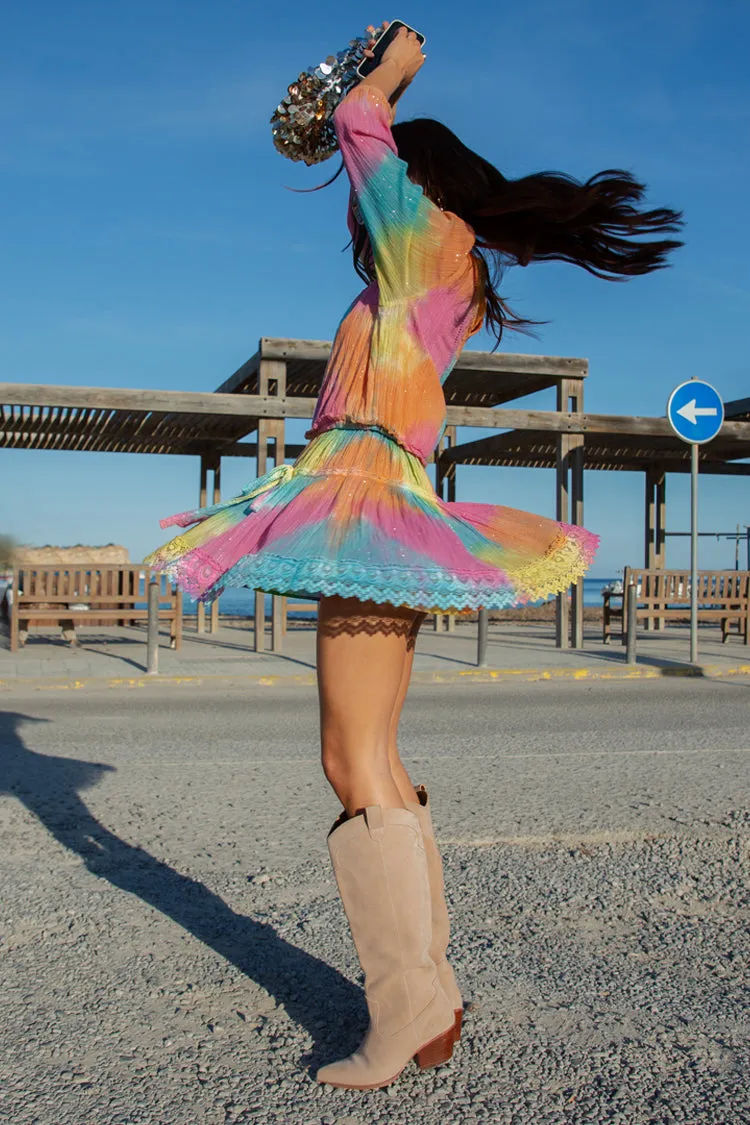 Rainbow Ombre Nieve Mini Dress sold by Never Fully Dressed product image thumbnail 5