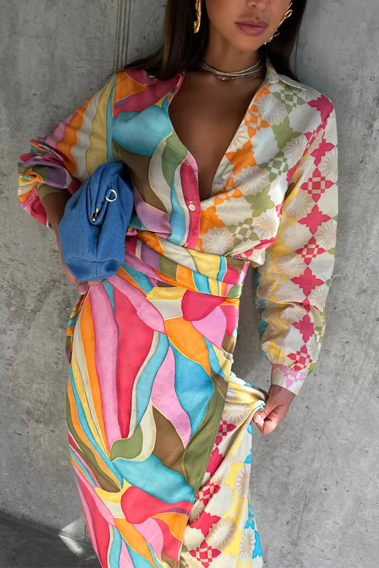 Multi Abstract Jaspre Wrap Skirt sold by Never Fully Dressed product image thumbnail 3